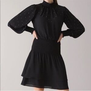 NWT White House Black Market Rhinestone
Studded Blouson Dress Black Large $170